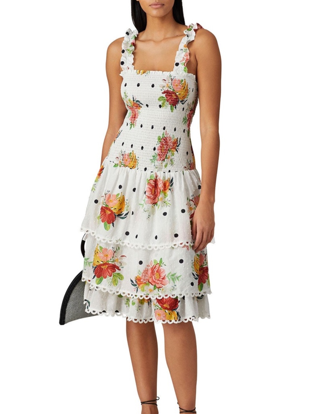 Farm Rio White Nanaju Midi Dress